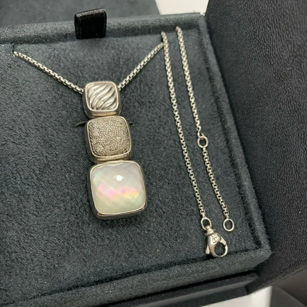 David Yurman Sterling Silver Chicklet Necklace